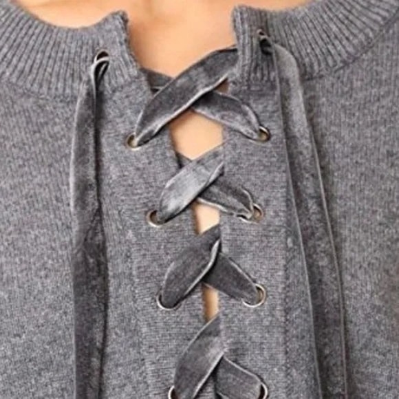 Rails Olivia Gray Lace Front Wool Cashmere Sweater - Picture 7 of 11